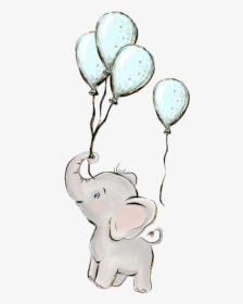 #watercolor #elephant #balloons #baby #boy #babyanimals - Elephant With Balloons Clipart, HD Png Download, Transparent PNG