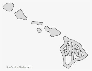 Hawaii Map Outline Shape State Stencil Clip Art Scroll - Hawaii Islands Png Black, Transparent Png, Transparent PNG