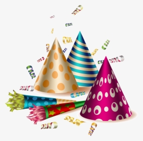Party Birthday Hat Png - Party Hat And Confetti, Transparent Png, Transparent PNG