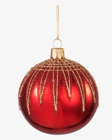 Glass Bauble Red With Glitter Zigzag Pattern, 8 Cm - Christmas Ornament, HD Png Download, Transparent PNG