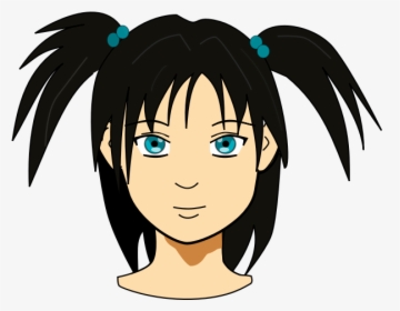 Vector Clip Art Of Anime Girl With Long Hair - Girl Head Clipart, HD Png Download, Transparent PNG