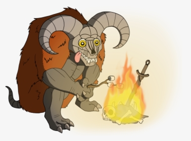 “ A Taurus Demon Roasting Marshmallows Over A Bonfire - Cartoon, HD Png Download, Transparent PNG