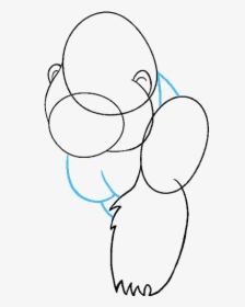 How To Draw Cartoon Gorilla - Line Art, HD Png Download, Transparent PNG