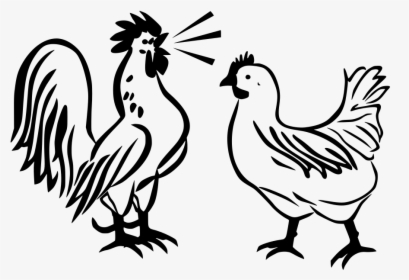 Drawing Of A Rooster Crowing, HD Png Download, Transparent PNG