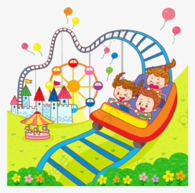Transparent Amusement Park Clip Art - Animated Roller Coaster Clipart, HD Png Download, Transparent PNG