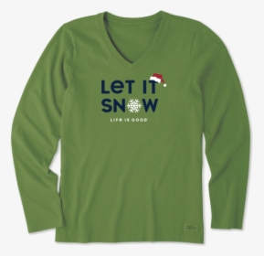 Women S Let It Snowflake Long Sleeve Crusher Vee - Long-sleeved T-shirt, HD Png Download, Transparent PNG