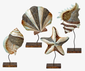 Capiz Shells & Starfish On Stand-4 Pieces - Seashell, HD Png Download, Transparent PNG