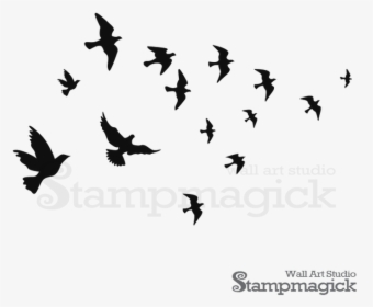 Transparent Flock Of Birds Silhouette Png - Bird Wall Painting Design, Png Download, Transparent PNG