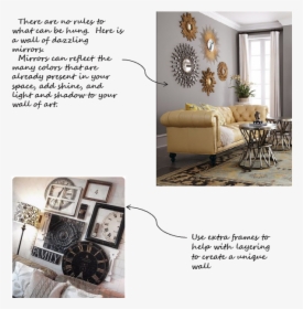 Collage Wall, How To Make A Collage Wall, Interior - Silver And Gold Accents In Living Room, HD Png Download, Transparent PNG