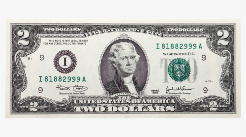 Two Dollar Bill Png Transparent Image - 2 Dollar Bill Transparent, Png Download, Transparent PNG