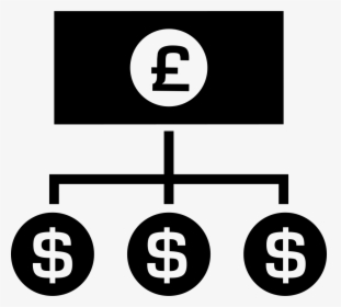 Pounds Money Bill With Down Lines To Dollars Coins - Design Strategy Icon, HD Png Download, Transparent PNG