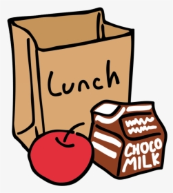 Drawing Of Lunch Bag With An Apple And Chocolate Milk - Drawing Of Lunch, HD Png Download, Transparent PNG