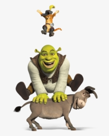 Shrek And Donkey Png - Shrek Donkey And Puss In Boots, Transparent Png, Transparent PNG