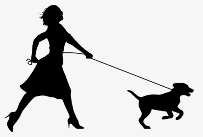 Walk, Dog, Silhouette, Running, Pet, Girl, HD Png Download, Transparent PNG