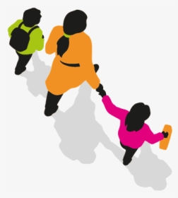 Graphic Of Parent Walking With Two Children - Parent Walking Child To School, HD Png Download, Transparent PNG