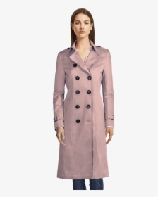 Pastel Pink Long Single Breasted Trench Coat   	 	 - Trench Femme, HD Png Download, Transparent PNG