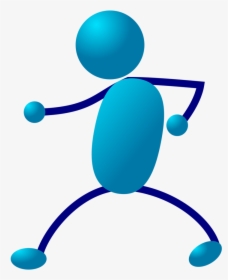 Stick Figure Stickman Walk Karate Man Punch Blue - Blue Stick Man Clip Art, HD Png Download, Transparent PNG