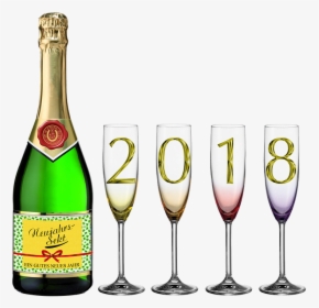 Bottle Of Sparkling Wine, Champagne Glasses, HD Png Download, Transparent PNG