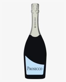 Prosecco Bottle With Blue Label - Illustration Of Prosecco Bottle, HD Png Download, Transparent PNG