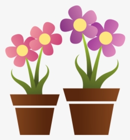 Free Pair Of Flower In A Pot Clip Art - Transparent Background Potted Plants Clipart, HD Png Download, Transparent PNG