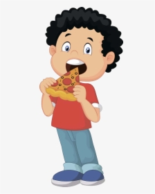 Pizza Delivery Eating Clip Art - Child Eating Pizza Illustration, HD Png Download, Transparent PNG