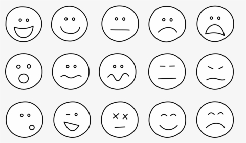 Smiley Big Image Png - Free Clipart Emotions Faces Black And White, Transparent Png, Transparent PNG