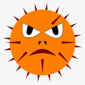 Virus, Cartoon Virus, Orange Spiked Virus With Face, - Virus Clipart, HD Png Download, Transparent PNG
