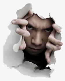#creepy #hole #weird #random #guy #awkward #person - Man With Scary Look From Cracked Wall, HD Png Download, Transparent PNG