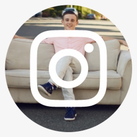 Instagram Icon White On Black Circle - Sitting, HD Png Download, Transparent PNG