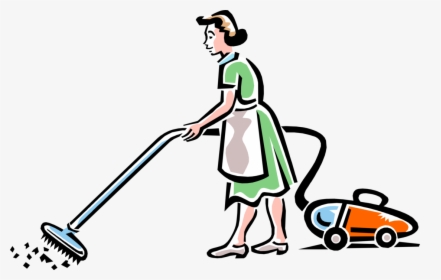 Transparent Janitorial Clipart - Vacuum Cleaner With Lady Clipart, HD Png Download, Transparent PNG