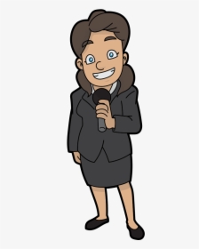 A Happy Cartoon Woman Doing A Business Talk, HD Png Download, Transparent PNG