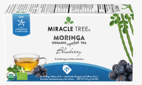 Organic Moringa Tea, Blueberry, 25 Count - Miracle Tree Moringa Tea Apple Cinnamon, HD Png Download, Transparent PNG