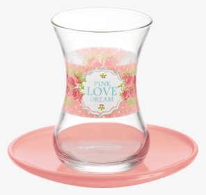 Lav Turkish Tea Glass Set-pink Love Dream Grand Bazaar - Turkish Tea Glass Plate Set Pink, HD Png Download, Transparent PNG