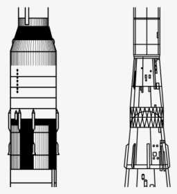 Saturn V Rocket Outline, HD Png Download, Transparent PNG
