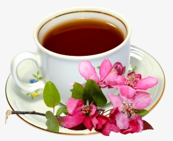 Green Tea Cup With Flower - Tea Cup Image With Flowers, HD Png Download, Transparent PNG