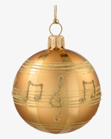 Glass Bauble Gold-coloured With Musical Notes, 8 Cm - Notas Musicales Navidad Png, Transparent Png, Transparent PNG