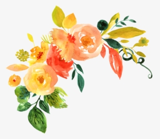 Free Floral Png - Orange Watercolor Flowers Png, Transparent Png, Transparent PNG