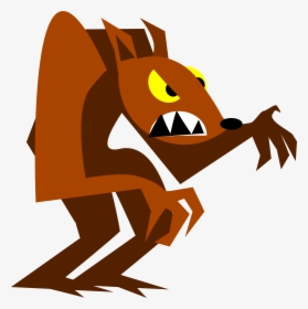 Werewolf, Wolf, Halloween, Monster, Brown, Teeth, Eyes - Cartoon Brown Wolf Drawing, HD Png Download, Transparent PNG