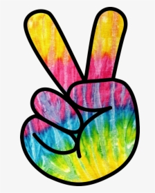 Colorful Hand Sharing Peace Sign - Hippie Tie Dye Peace Sign, HD Png Download, Transparent PNG