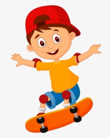 Skateboard Clipart 2 Guy - Kid Skateboard Clipart, HD Png Download, Transparent PNG