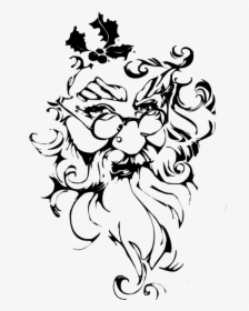 Black And White Santa Painting, HD Png Download, Transparent PNG