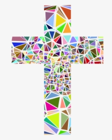 Low Poly Stained Glass Cross - Stained Glass Cross Clipart, HD Png Download, Transparent PNG