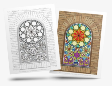 Free Stained Glass Adult Coloring Page - Stained Glass, HD Png Download, Transparent PNG