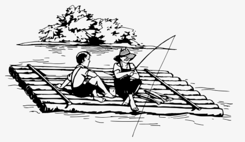 Fishing From A Raft - Raft Black And White, HD Png Download, Transparent PNG