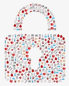 Padlock With Healthcare Icons - Free Medical Security, HD Png Download, Transparent PNG