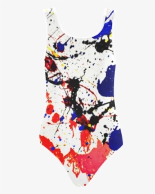 Blue & Red Paint Splatter Vest One Piece Swimsuit - Swim Brief, HD Png Download, Transparent PNG