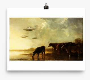 Saucers And Cattle - River Landscape With Cows, HD Png Download, Transparent PNG