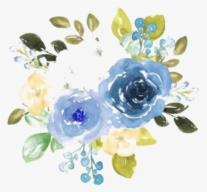 Blue Floral Png Clipart - Blue Water Color Flower Png, Transparent Png, Transparent PNG