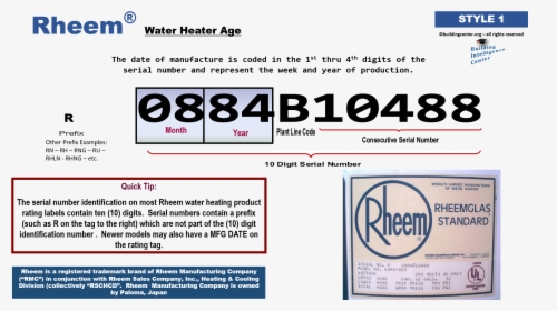 Rheem Brand Serial Number Breakdown, HD Png Download, Transparent PNG
