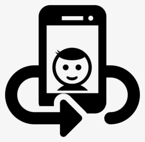 Selfie On Phone Screen With Rotating Arrow Around - Selfie Icon Png, Transparent Png, Transparent PNG
